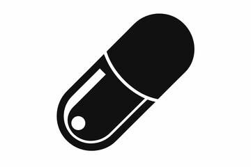 Pill Capsule Black and White Silhouette Vector Illustration