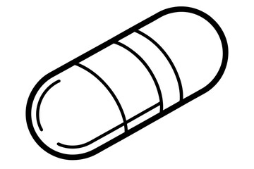 Pill Capsule Line Art Vector Illustration