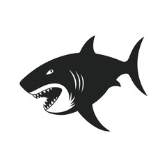 Side profile of a great white shark black silhouette