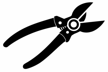 Pruning Shears Black and White Silhouette Vector Illustration