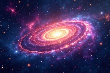 Obraz premium Vibrant swirling galaxy in deep space with colorful stars and nebulae, abstract, background, galaxy