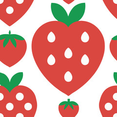 Heart shape strawberry seamless pattern design