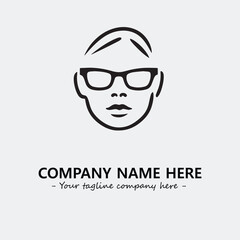 woman with glasses silhouette illustration black and white for logo company vector image