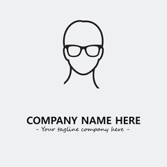 woman with glasses silhouette illustration black and white for logo company vector image