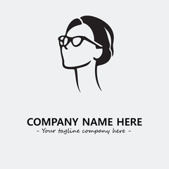 woman with glasses silhouette illustration black and white for logo company vector image