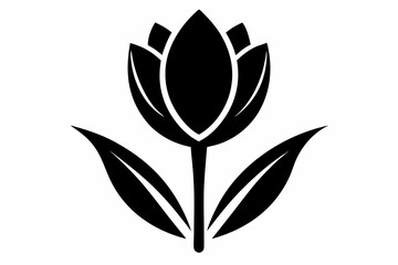 Tulip Black and White Silhouette Vector Illustration