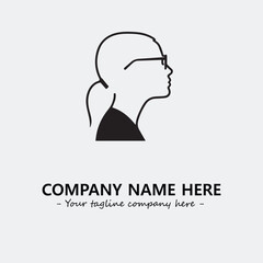 woman with glasses silhouette illustration black and white for logo company vector image