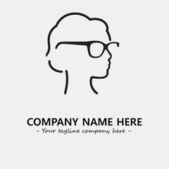 woman with glasses silhouette illustration black and white for logo company vector image