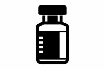 Vaccine Vial Black and White Silhouette Vector Illustration