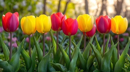 The tulip flower sea under the sunshine