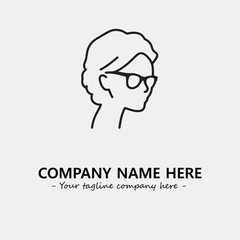 woman with glasses silhouette illustration black and white for logo company vector image