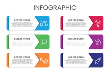 Infographic with process steps and icons for business, marketing, and data visualization, Infographic Vector Template.