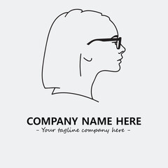 woman with glasses silhouette illustration black and white for logo company vector image