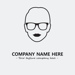 woman with glasses silhouette illustration black and white for logo company vector image