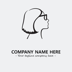 woman with glasses silhouette illustration black and white for logo company vector image