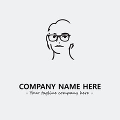 woman with glasses silhouette illustration black and white for logo company vector image