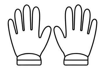 Work Gloves Line Art Vector Illustration