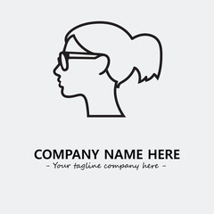 woman with glasses silhouette illustration black and white for logo company vector image