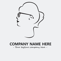 woman with glasses silhouette illustration black and white for logo company vector image