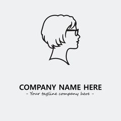 woman with glasses silhouette illustration black and white for logo company vector image