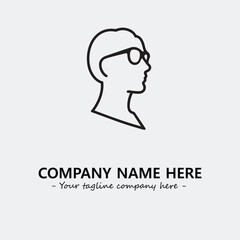 woman with glasses silhouette illustration black and white for logo company vector image