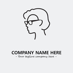 woman with glasses silhouette illustration black and white for logo company vector image