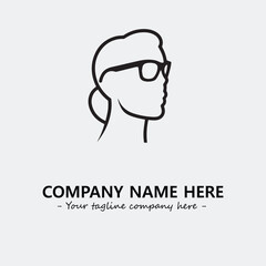 woman with glasses silhouette illustration black and white for logo company vector image