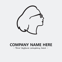 woman with glasses silhouette illustration black and white for logo company vector image