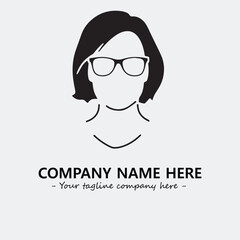woman with glasses silhouette illustration black and white for logo company vector image