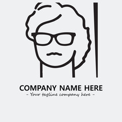 woman with glasses silhouette illustration black and white for logo company vector image
