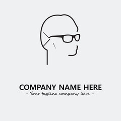 woman with glasses silhouette illustration black and white for logo company vector image