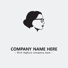 woman with glasses silhouette illustration black and white for logo company vector image