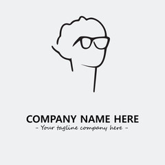 woman with glasses silhouette illustration black and white for logo company vector image
