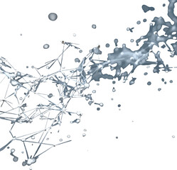 Fototapeta premium Abstract Vector Water Splash: Geometric Network with Liquid Droplets Design.