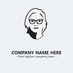woman with glasses silhouette illustration black and white for logo company vector image