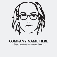 woman with glasses silhouette illustration black and white for logo company vector image