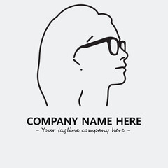 woman with glasses silhouette illustration black and white for logo company vector image