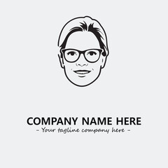 woman with glasses silhouette illustration black and white for logo company vector image