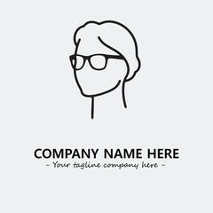 woman with glasses silhouette illustration black and white for logo company vector image