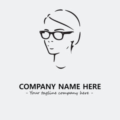 woman with glasses silhouette illustration black and white for logo company vector image