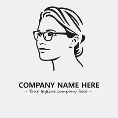 woman with glasses silhouette illustration black and white for logo company vector image