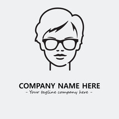 woman with glasses silhouette illustration black and white for logo company vector image
