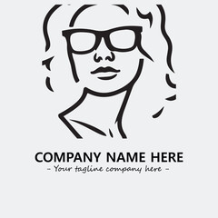 woman with glasses silhouette illustration black and white for logo company vector image