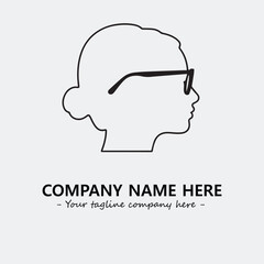 woman with glasses silhouette illustration black and white for logo company vector image