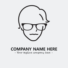 woman with glasses silhouette illustration black and white for logo company vector image