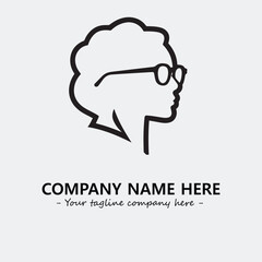 woman with glasses silhouette illustration black and white for logo company vector image