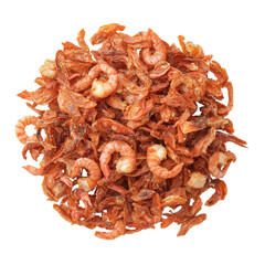 Obraz premium Close-up of a heap of dried shrimp, commonly used in Asian cooking for seasoning, snacks, or adding umami flavor.