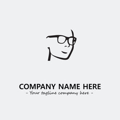 woman with glasses silhouette illustration black and white for logo company vector image