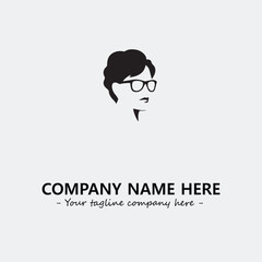 woman with glasses silhouette illustration black and white for logo company vector image