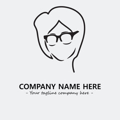woman with glasses silhouette illustration black and white for logo company vector image